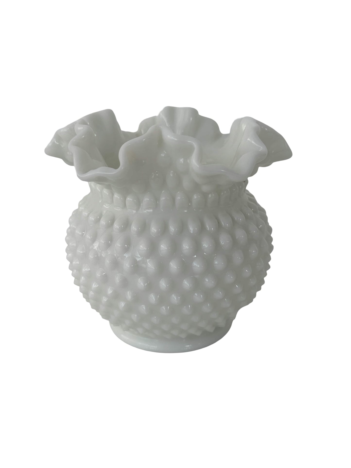 White Hobnail Ruffle Vase