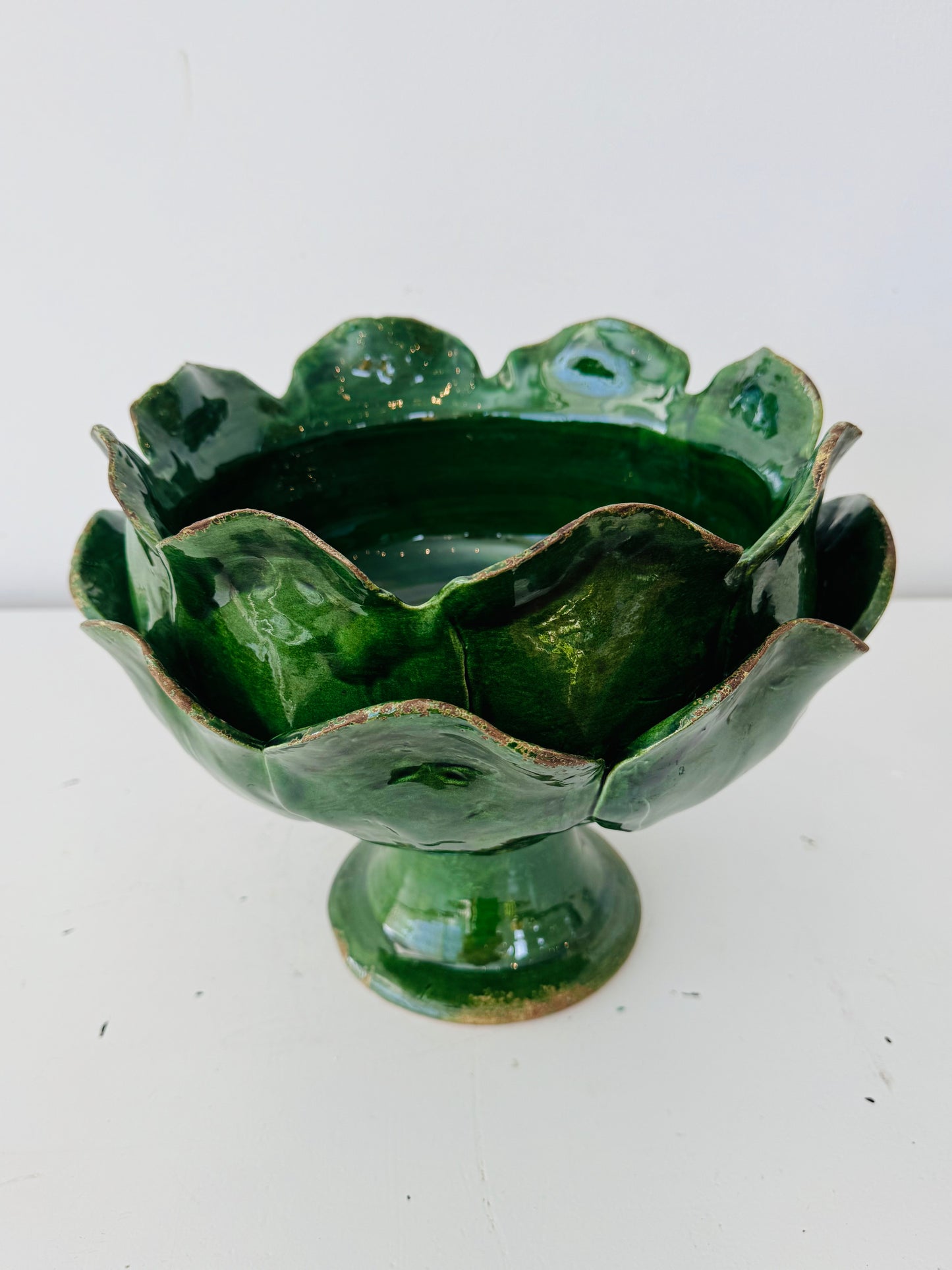 Ceramic Petal Vase, Green