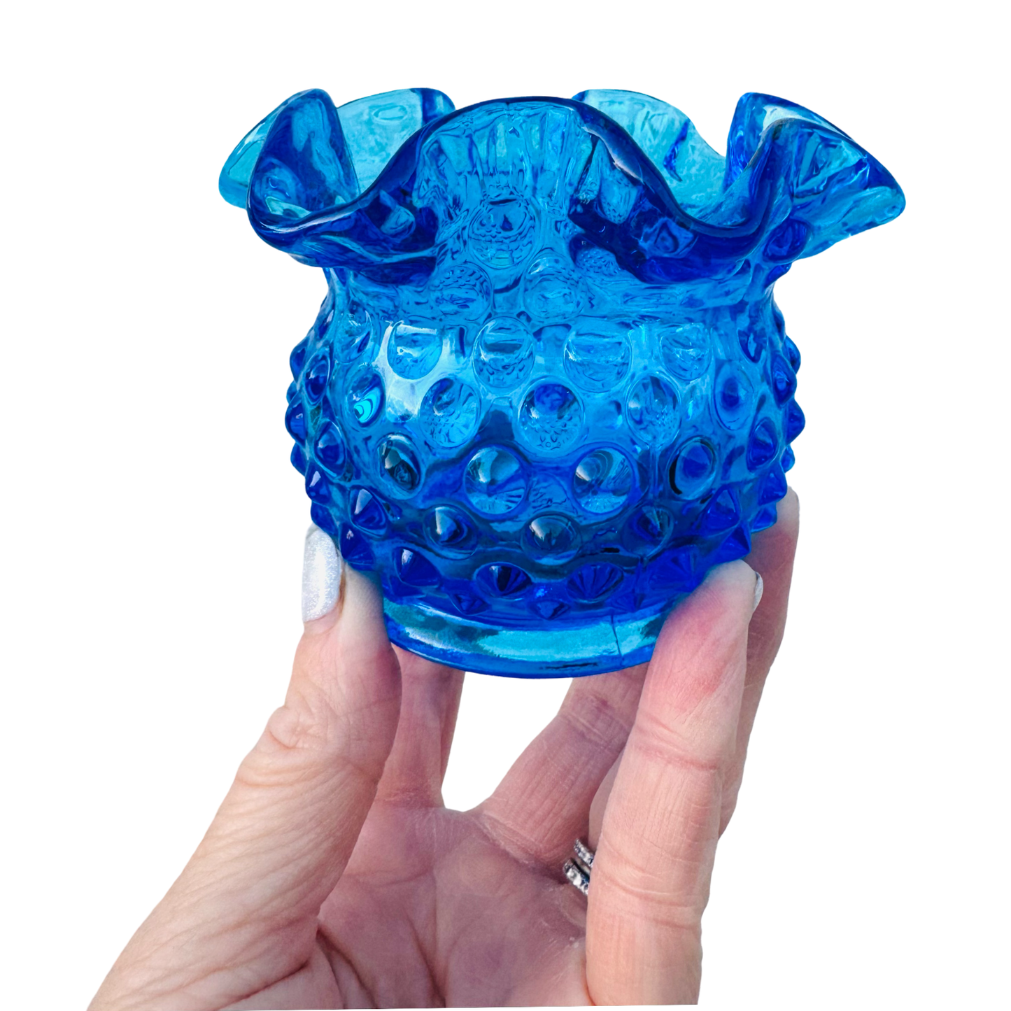 Vintage Blue Hobnail Vase