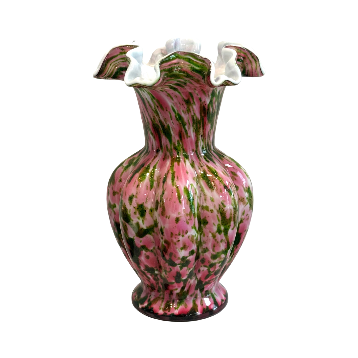 Pink and Green Ruffle Vase