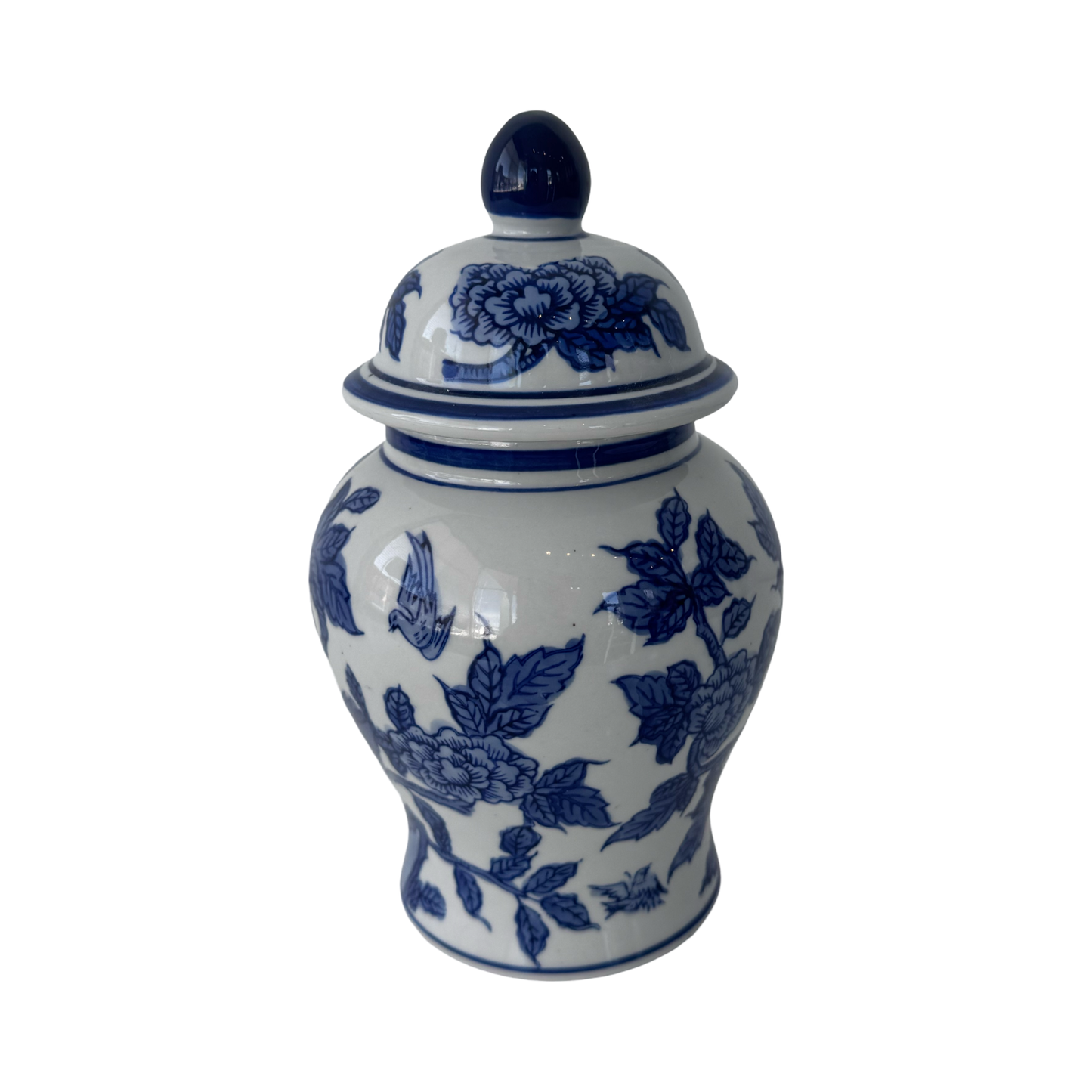 Navy Ginger Jar with Birds