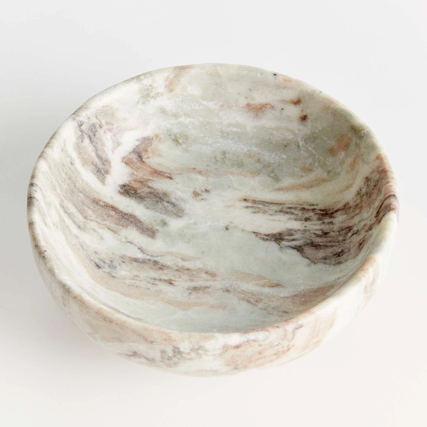 Josephine Footed Bowl - Brown/White Marble