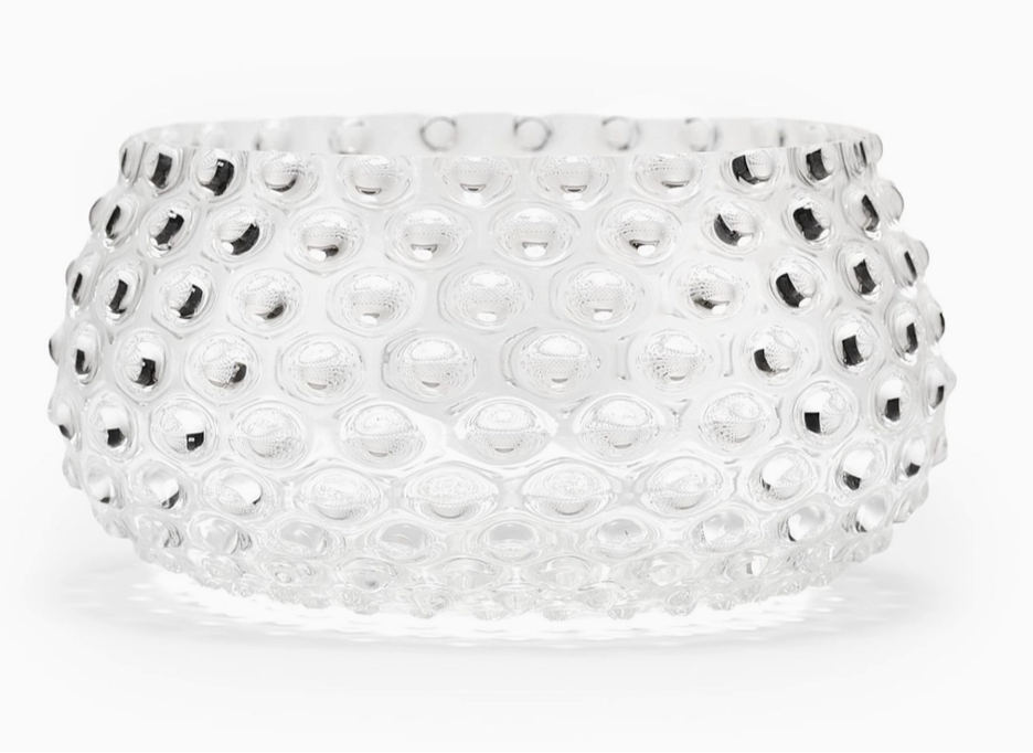 Large Hobnail Glass Bowl | Clear Quartz | Decorative Dish