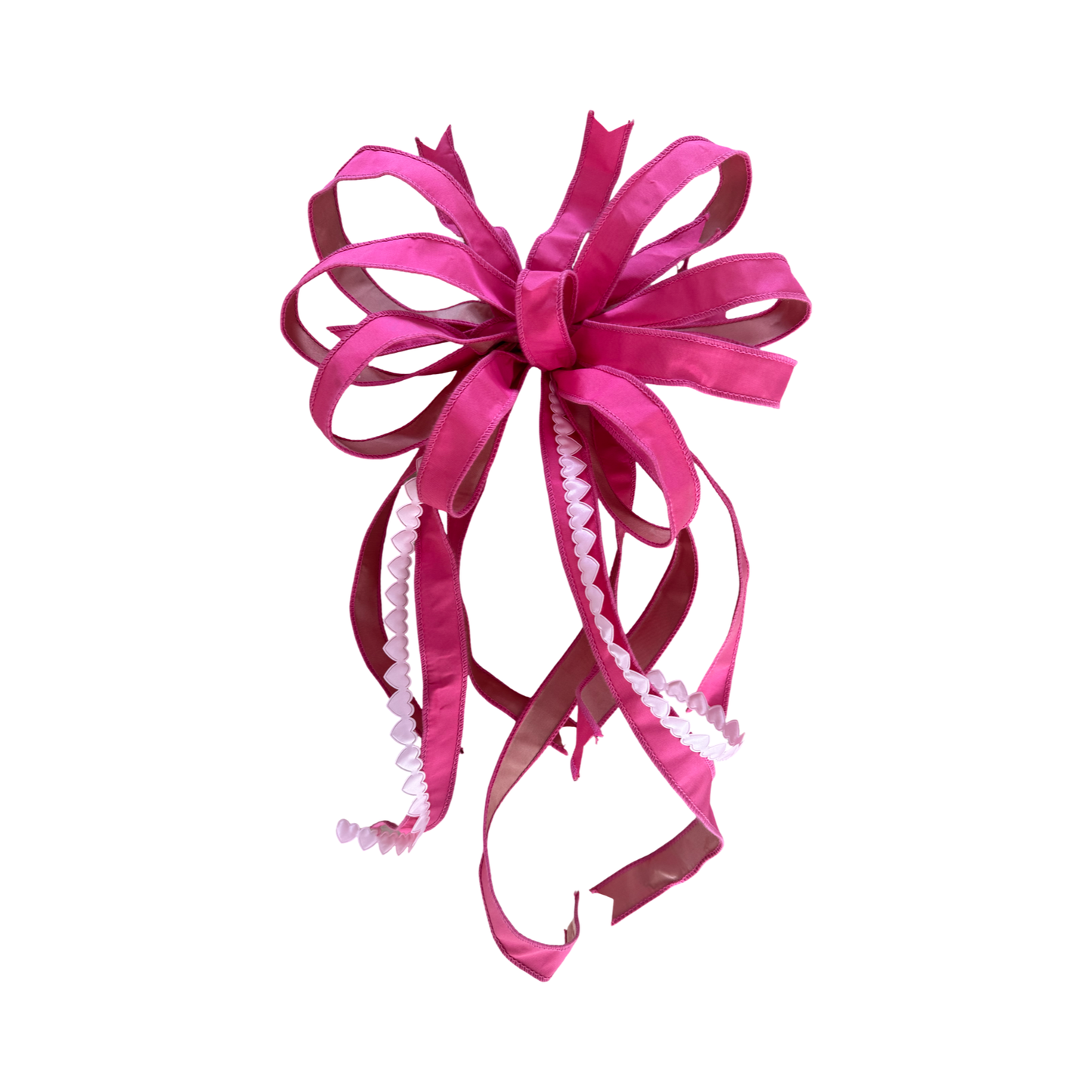 Hand Tied Bow Pink with Light Pink Hearts