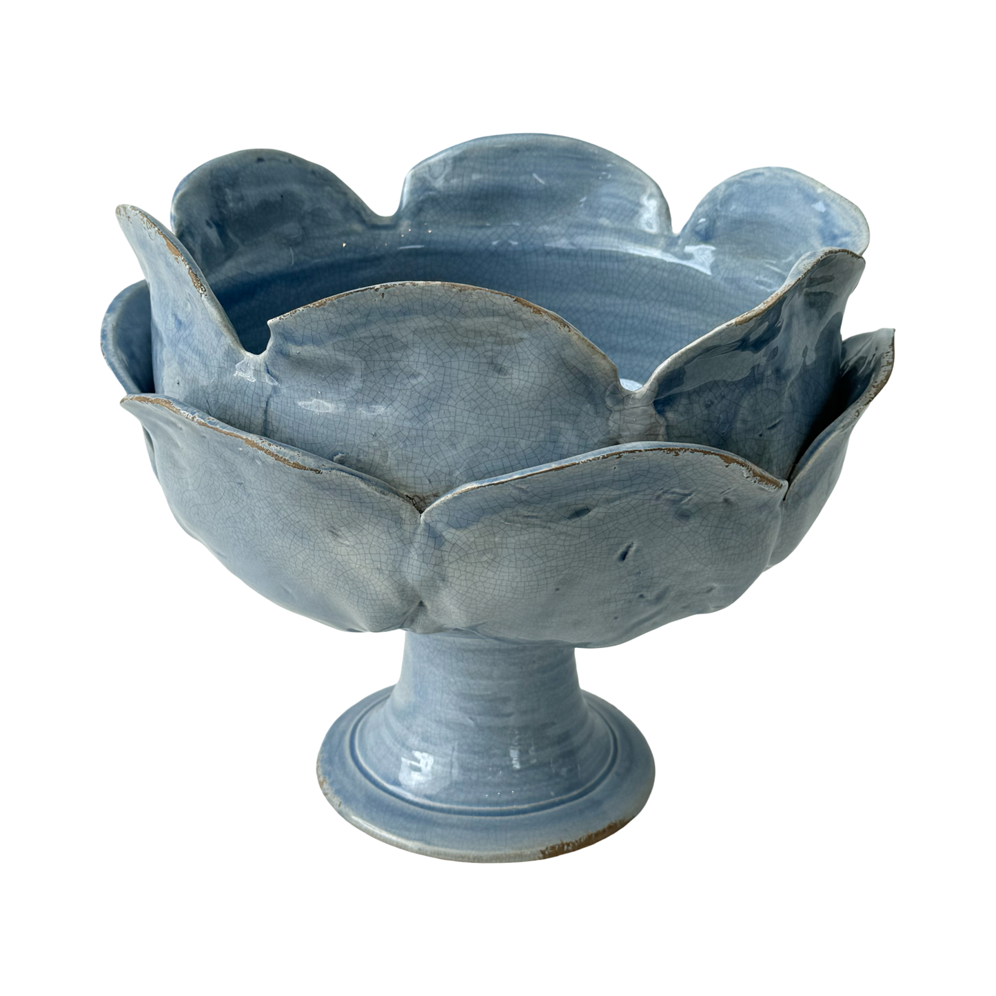 Ceramic Petal Vase, Large Blue