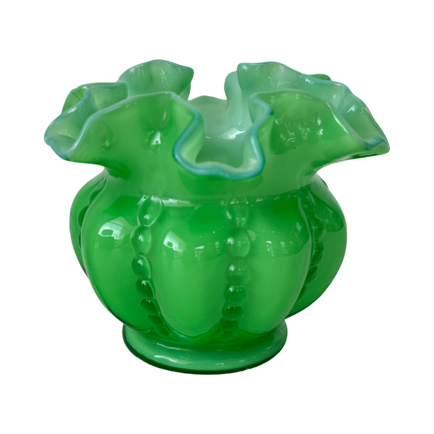Vintage Ruffled Green Bud Vase