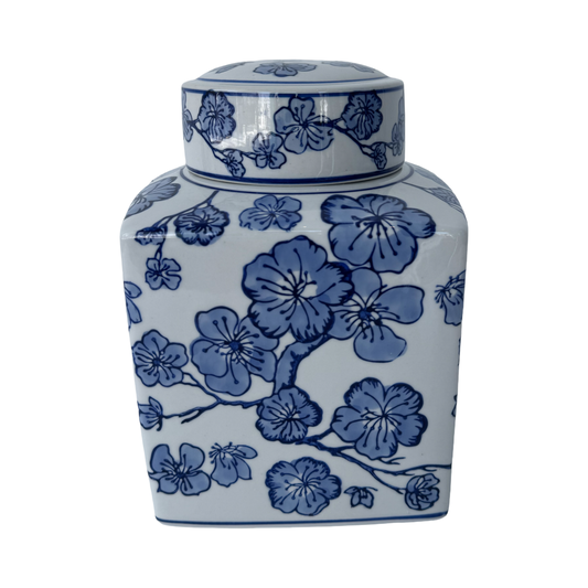 Blue and White Dogwood Ginger Jar