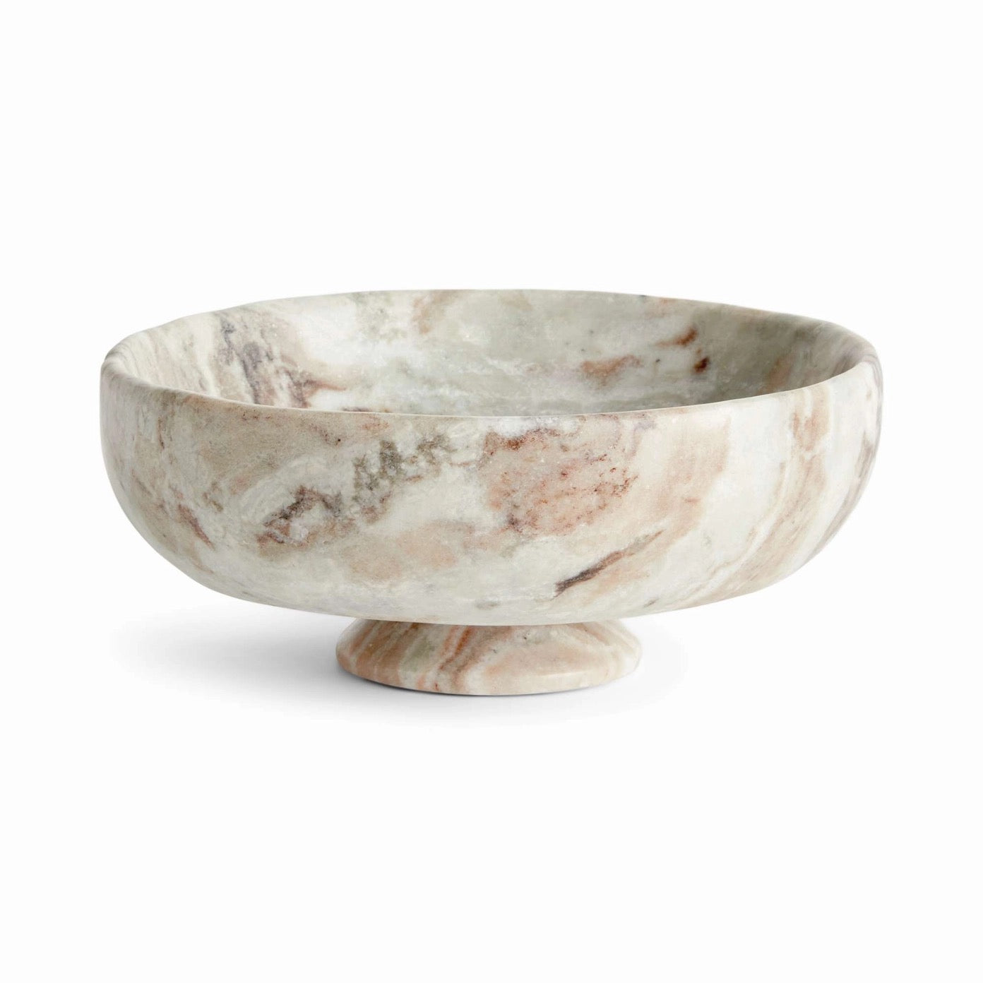 Josephine Footed Bowl - Brown/White Marble