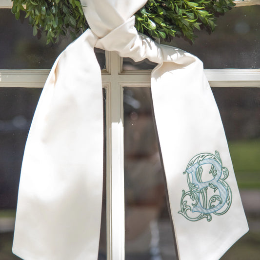 Ivory Wreath Sash (Monogrammable) - Long