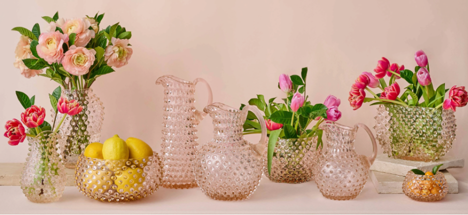 Large Hobnail Vase | Apricot Chiffon | Bohemia Crystal