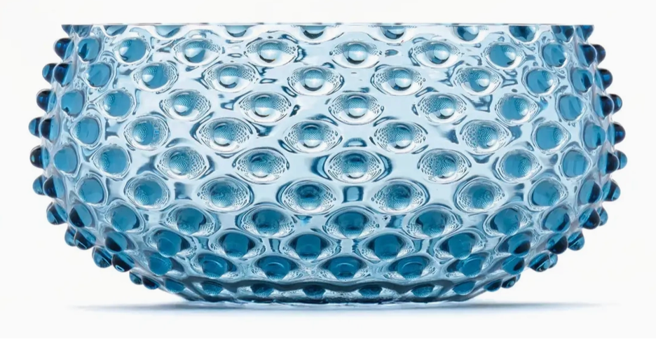Large Hobnail Glass Bowl | Midnight Blue | Decorative Dish