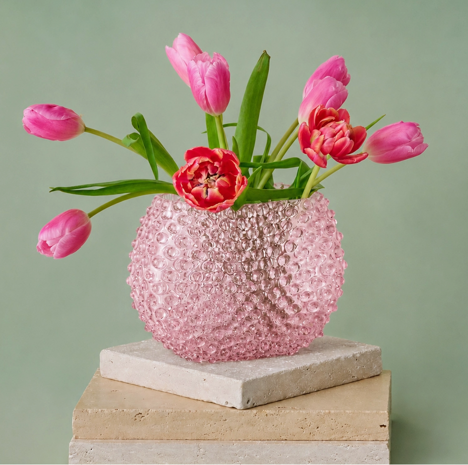 Hobnail Optic Vase | Petal Pink | Handblown Bohemia Crystal